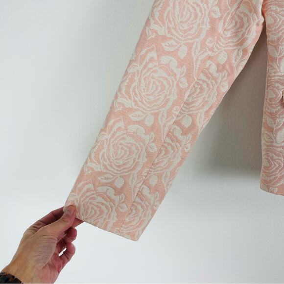 Liz Claiborne peach pink white floral rose tapestry office blazer jacket 8 - Picture 4 of 7